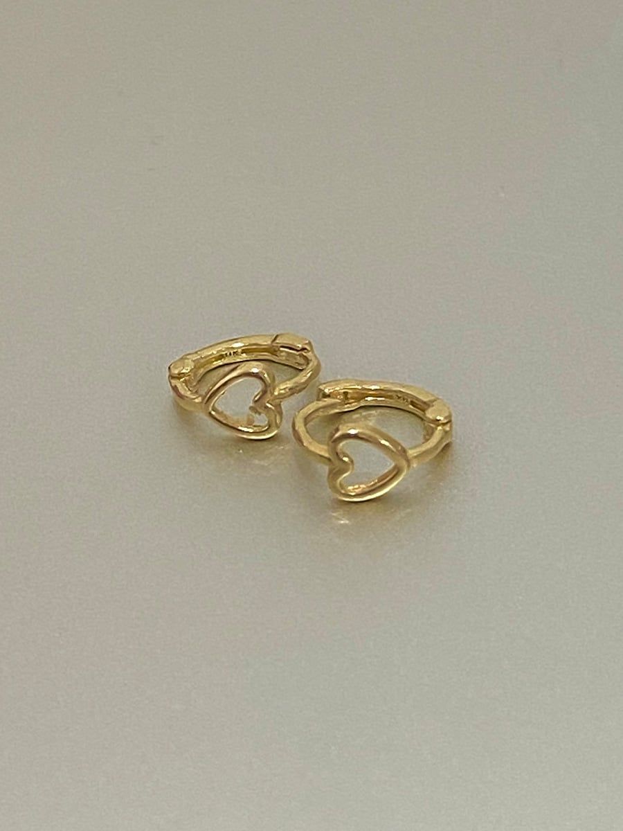  14K Sweet Heart mini huggie (S) 