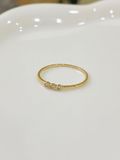  14K Three-Stone Bezel Ring 