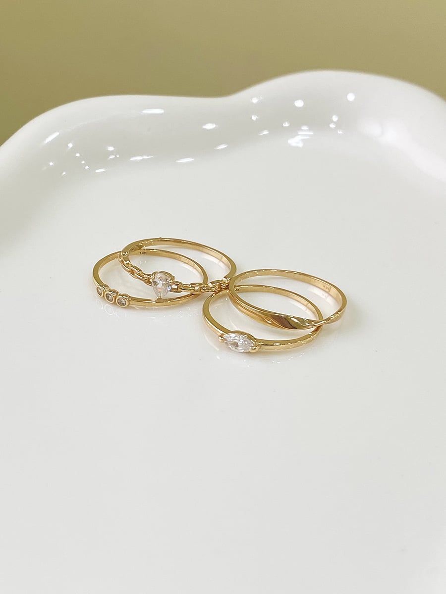  14K Pear Cut Cubic Chain Ring 