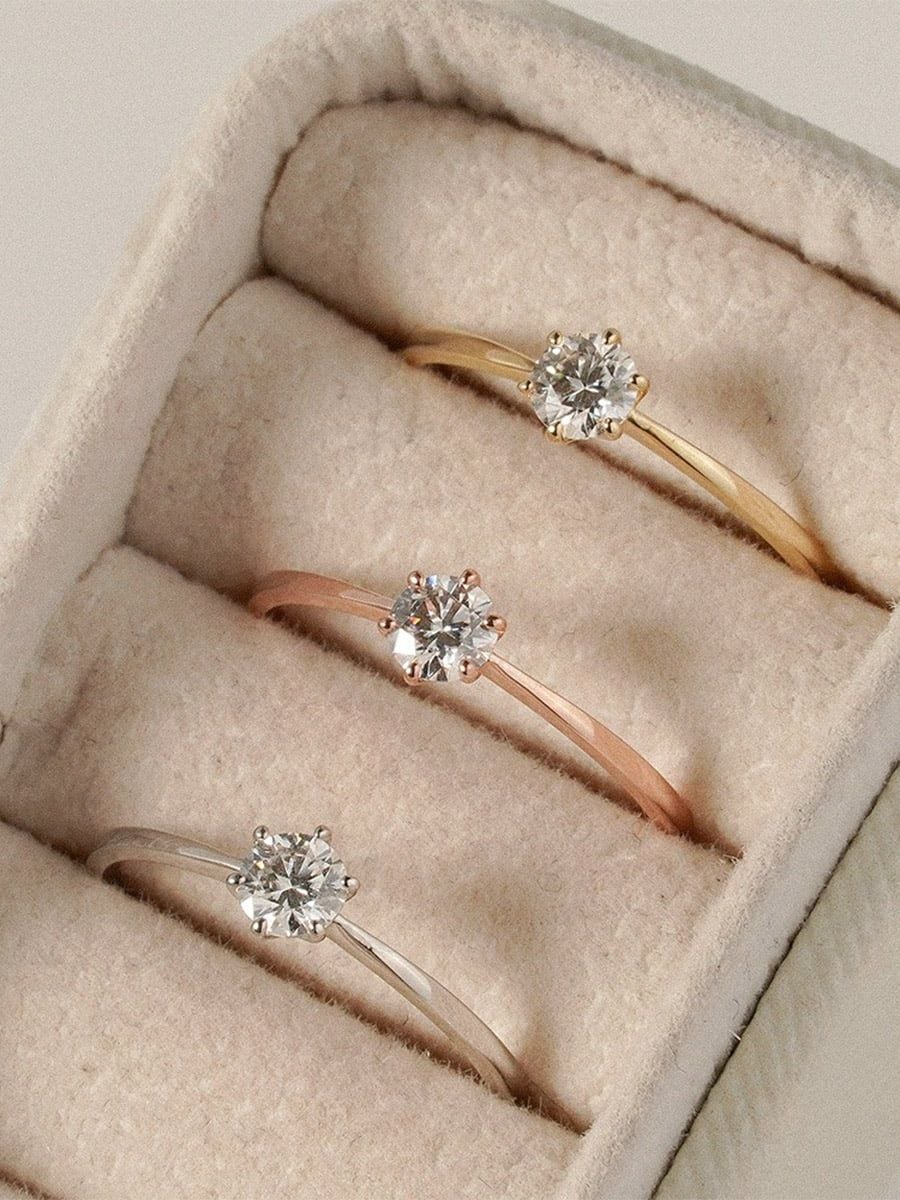  14K Pure Classic Solitaire Moissanite Ring 