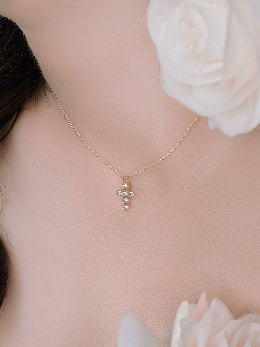  14K Mini Cross Choker 