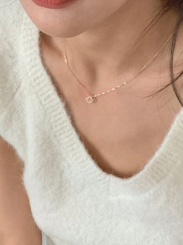  14K Lucky Clover Cubic Necklace 