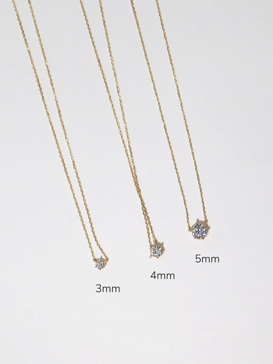  14K 6 Prong Cubic necklace (3 size) 