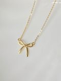  14K Dainty Ribbon Necklace 