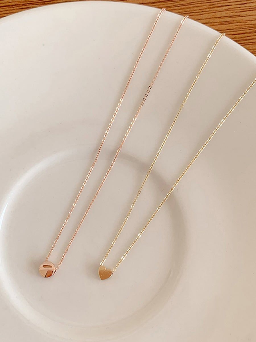  14K Simple Circle Pendant Necklace 