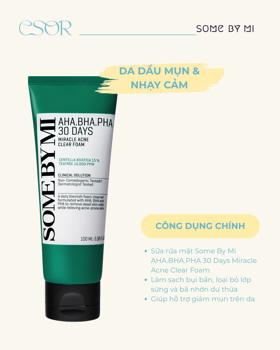  Sữa rửa mặt Some By Mi AHA-BHA-PHA 30 Days Miracle Acne Clear Foam 100ml 