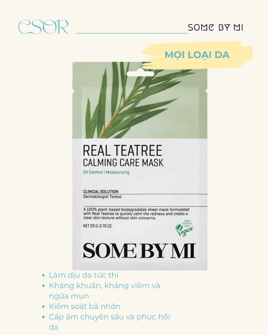  Mặt nạ dưỡng da Some By Mi Real Teatree Calming Care Mask 20g 