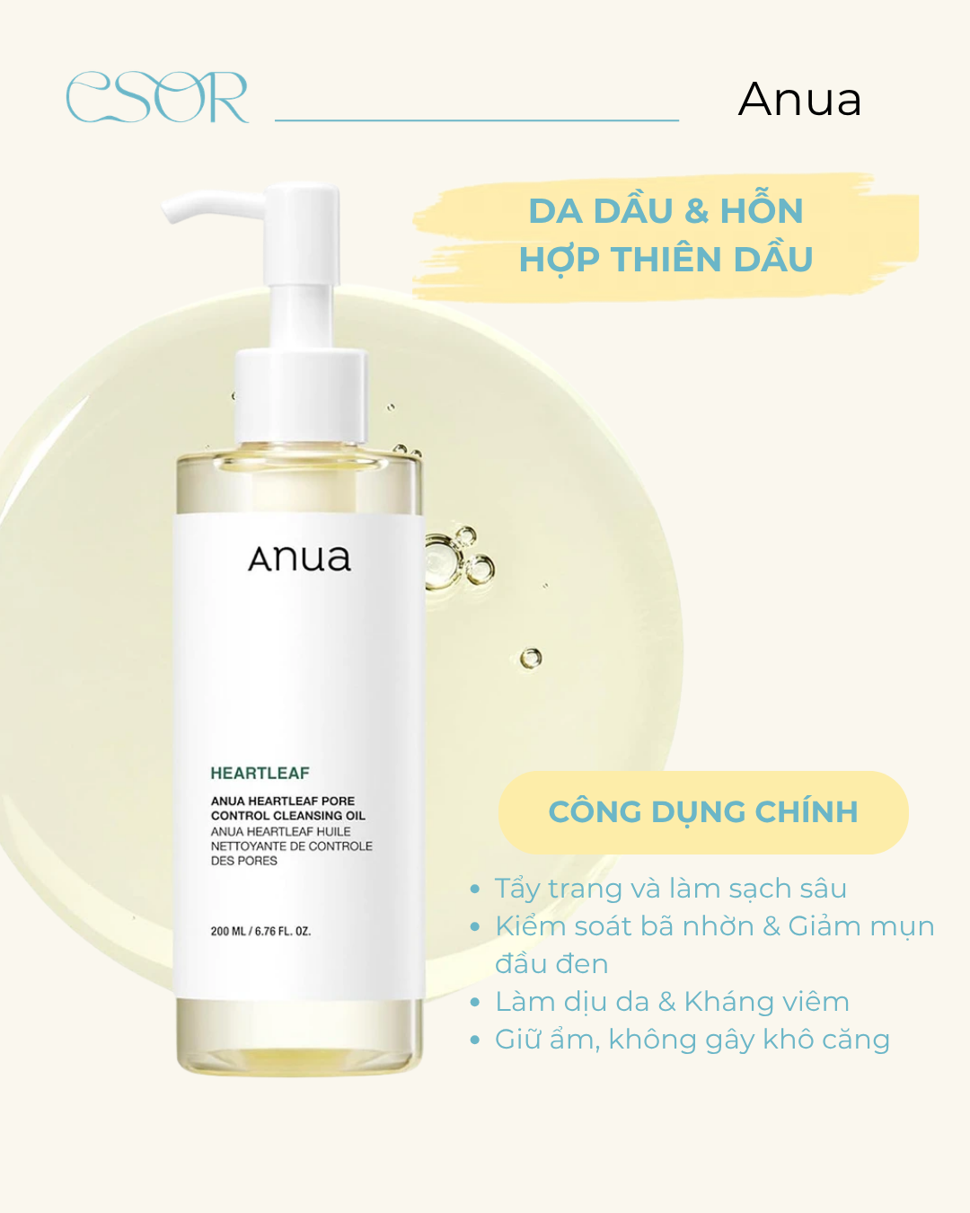  Dầu Tẩy Trang Anua Heartleaf Pore Control Cleansing Oil 200ml 