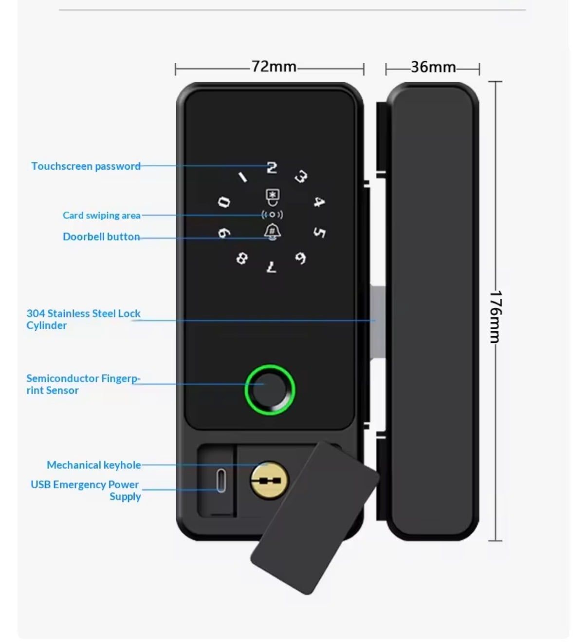  Khóa vân tay cửa kính- APP G110 (Tuya) 