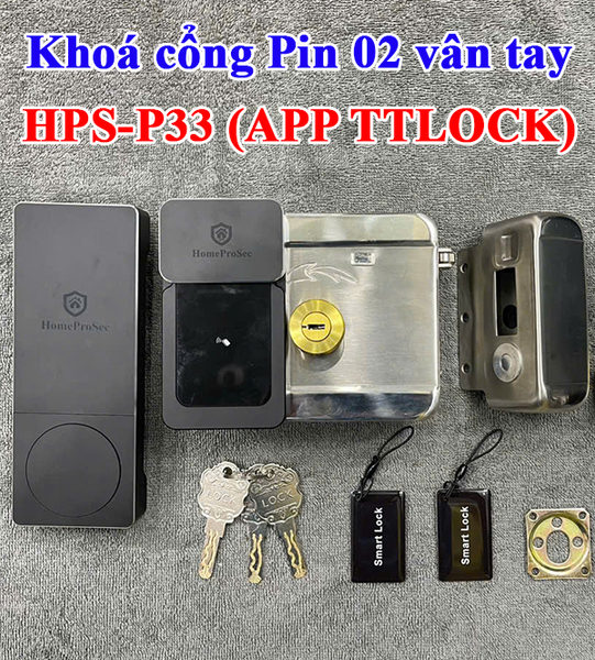  Khoá cổng Pin 02 vân tay  app TTLOCK ( P33- TTLOCK) 