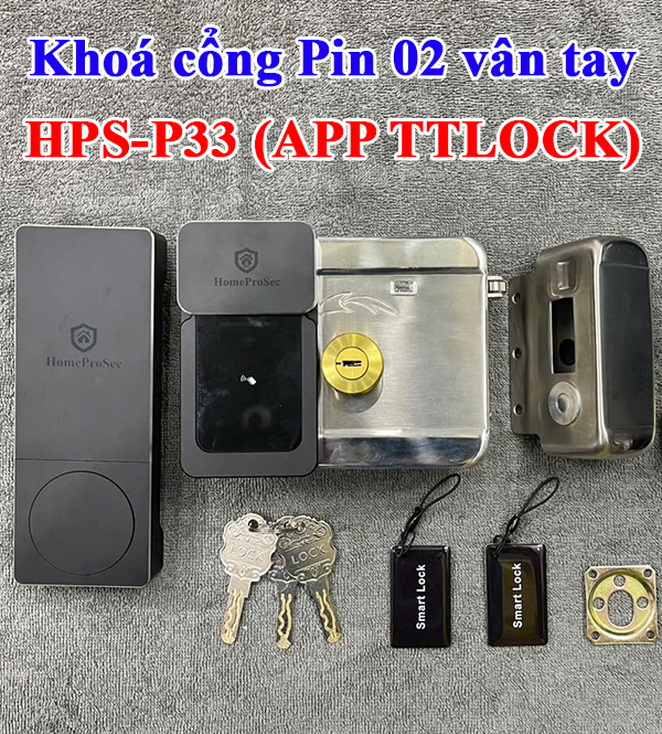  Khoá cổng Pin 02 vân tay  app TTLOCK ( P33- TTLOCK) 