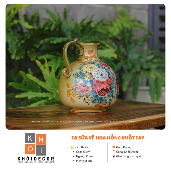  CA SỮA VẼ HOA HỒNG VUỐT TAY 