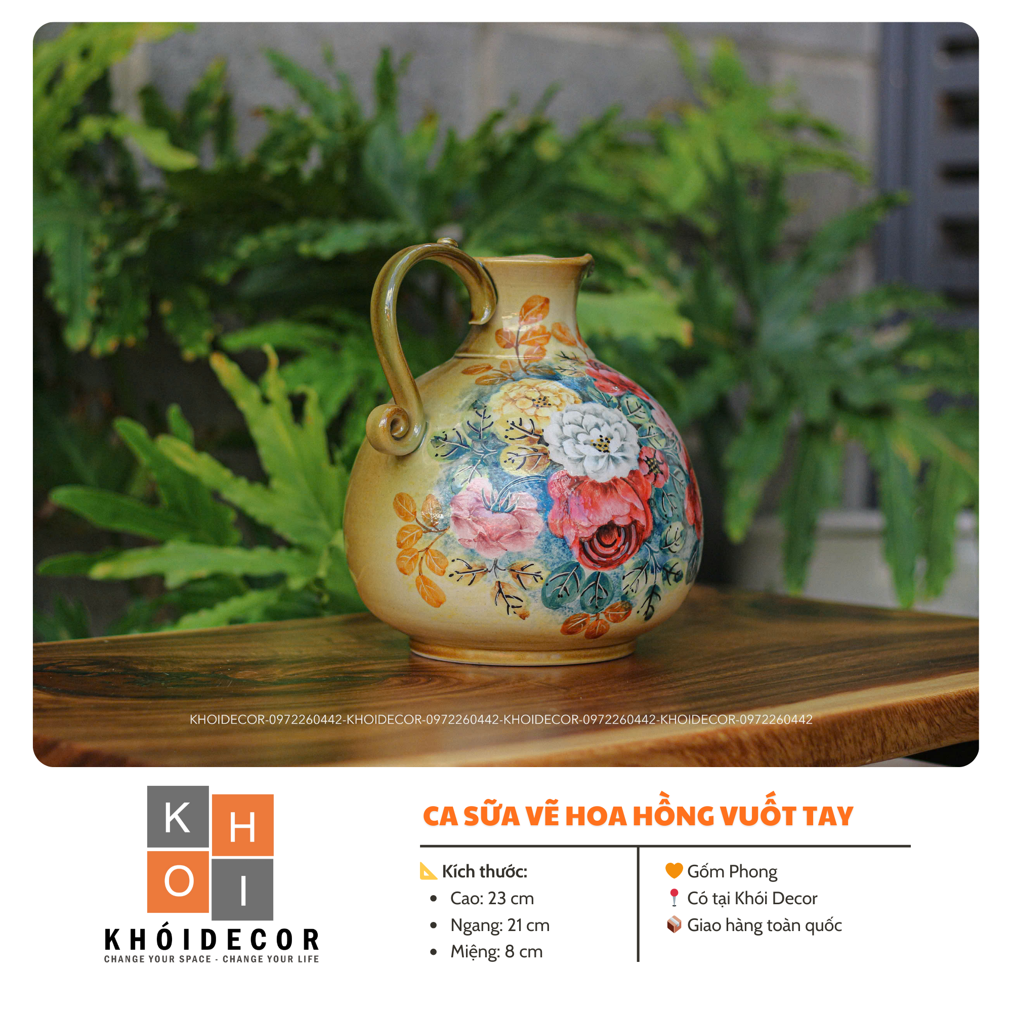  CA SỮA VẼ HOA HỒNG VUỐT TAY 