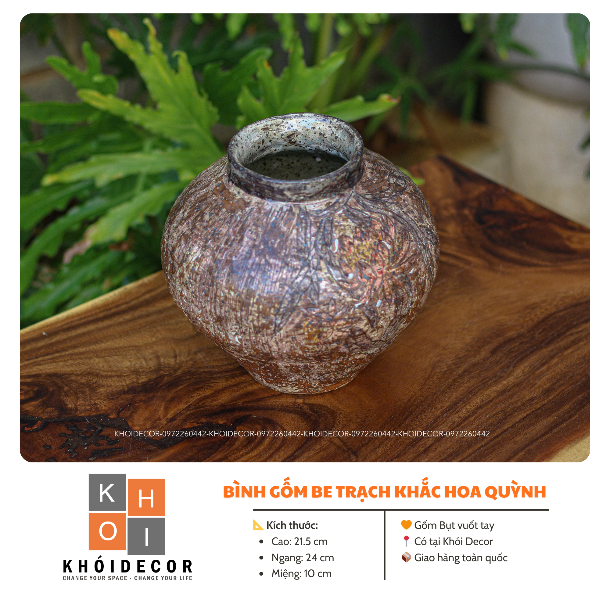  GỐM BỤT VUỐT TAY BE TRẠCH KHẮC HOA QUỲNH 