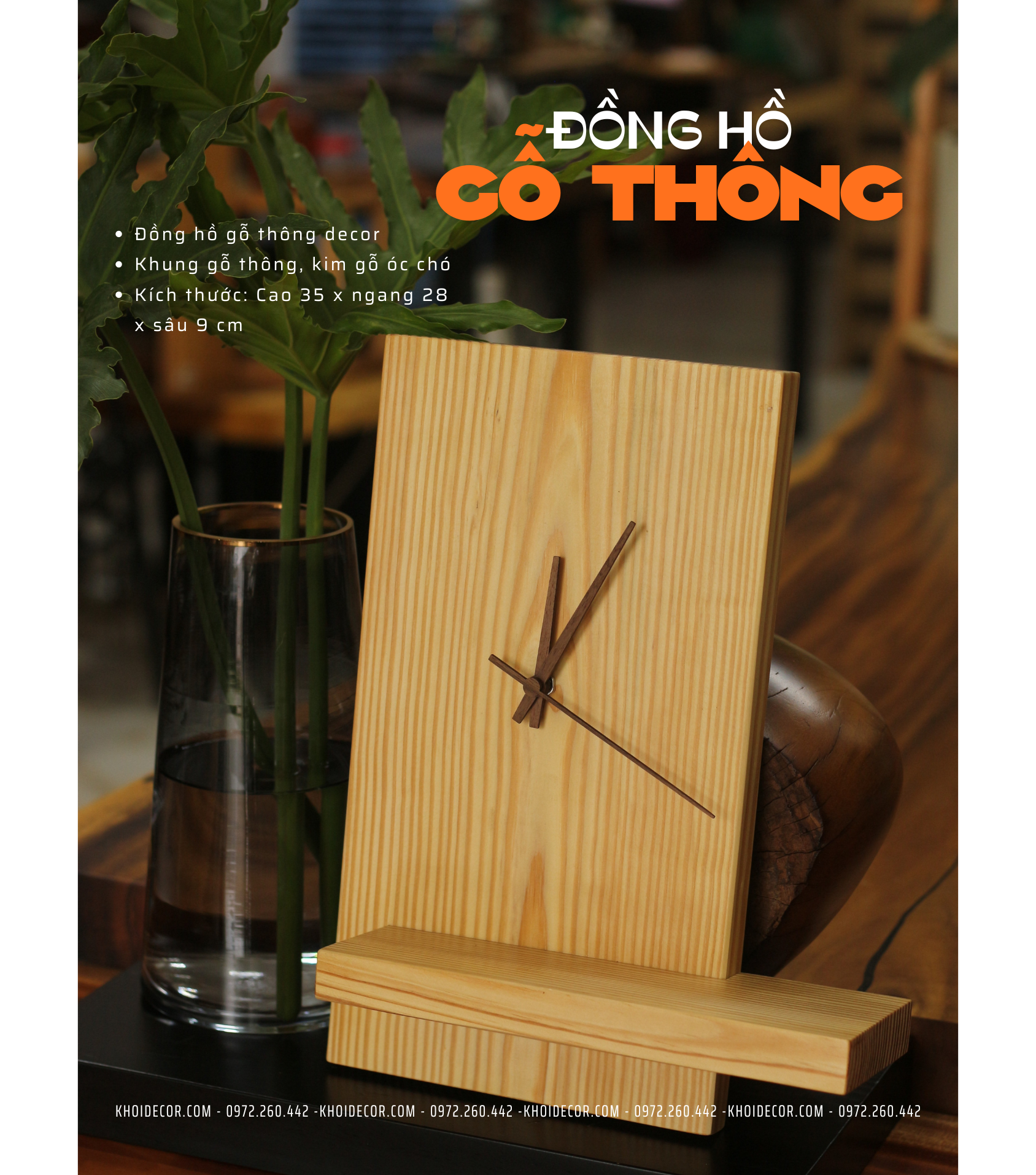  ĐỒNG HỒ GỖ THÔNG - 2 