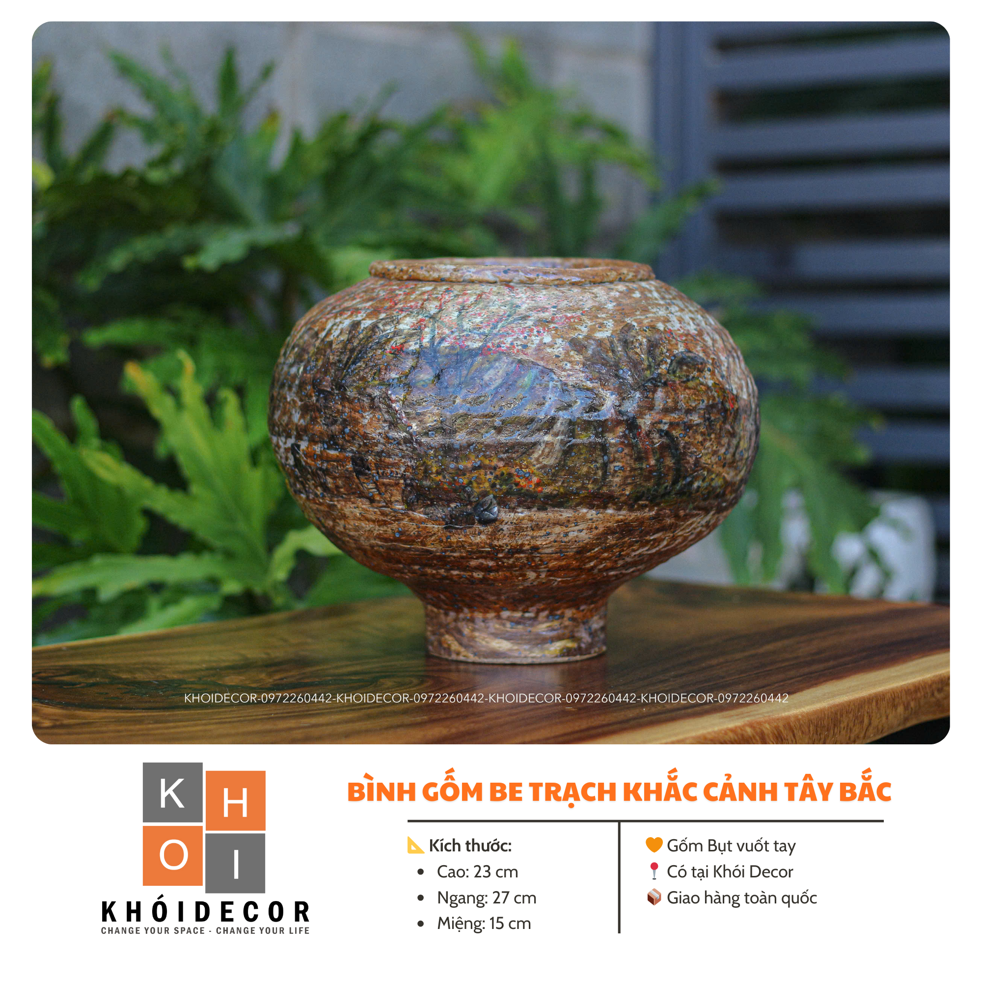  GỐM BỤT VUỐT TAY BE TRẠCH KHẮC CẢNH TÂY BẮC 