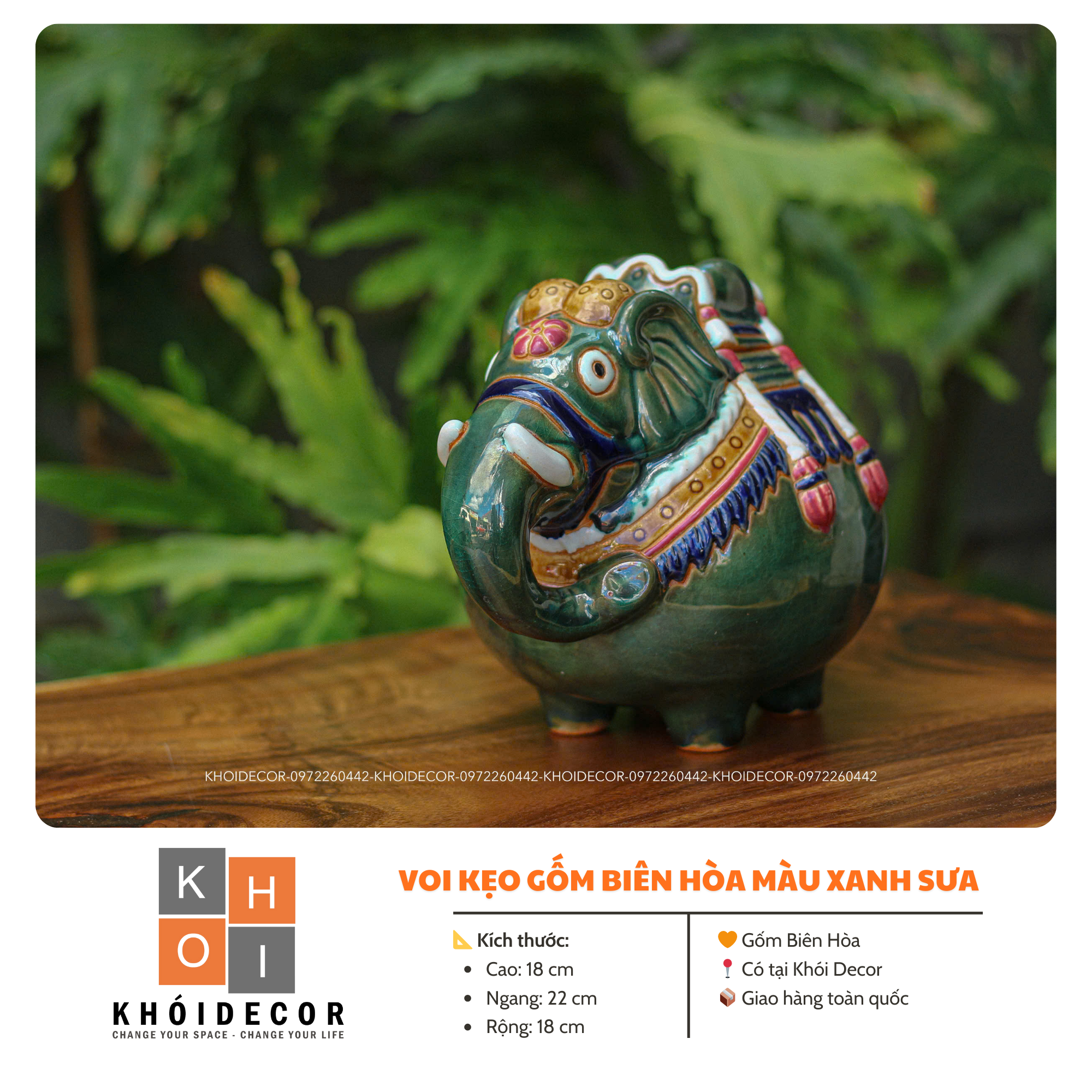  VOI KẸO GỐM BIÊN HÒA MÀU XANH SỮA 