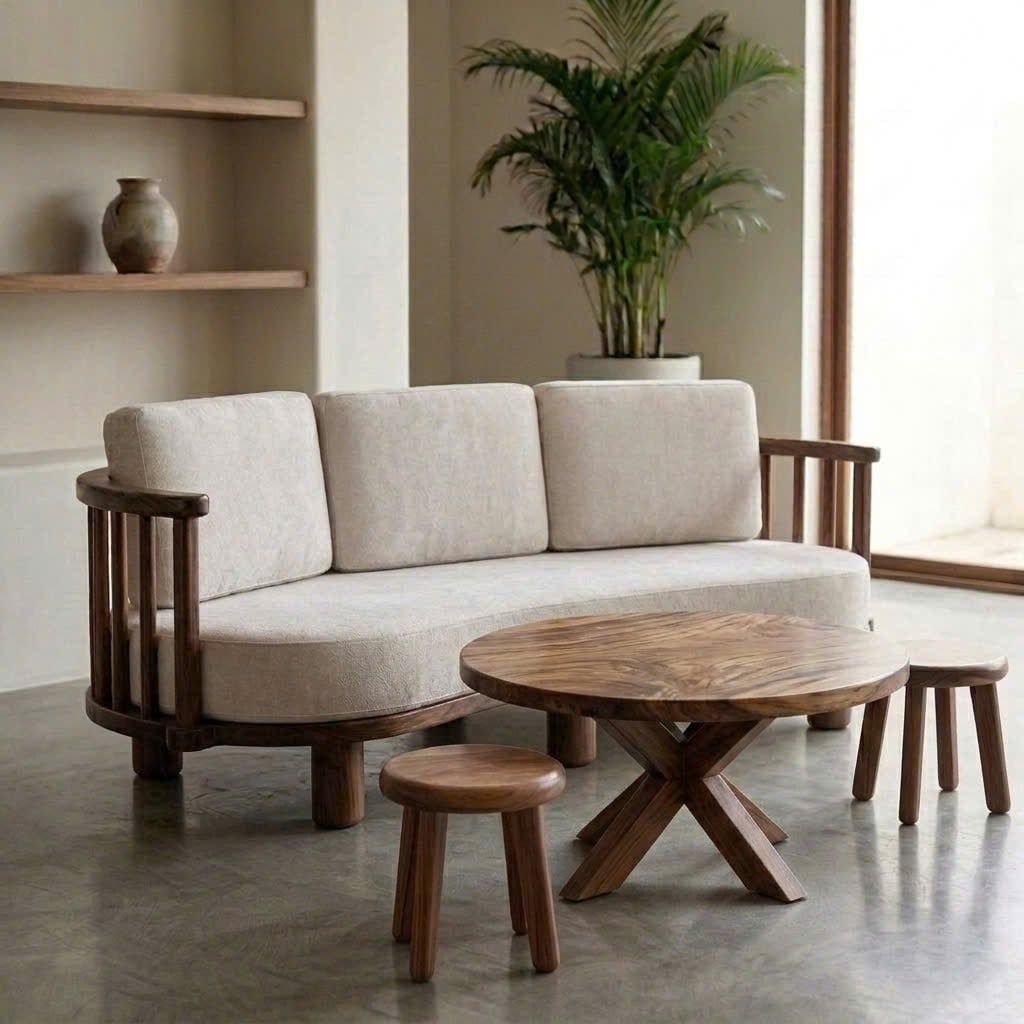  BỘ SOFA GỖ ME TÂY CONG 