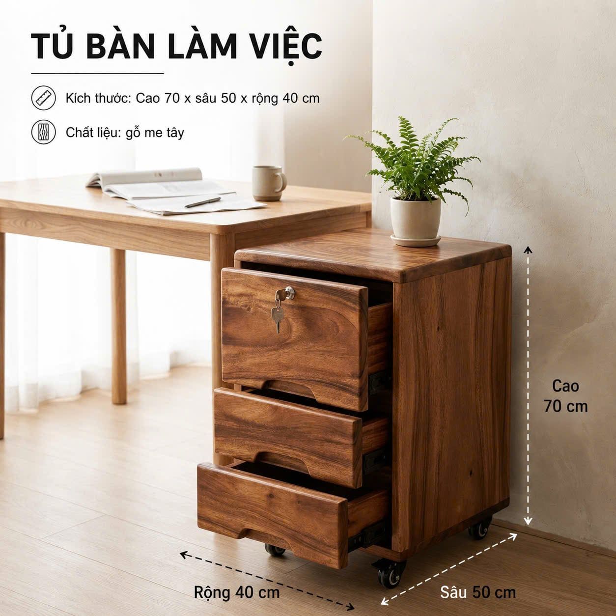  TỦ BÀN LÀM VIỆC C70 x R40 x S50 cm 