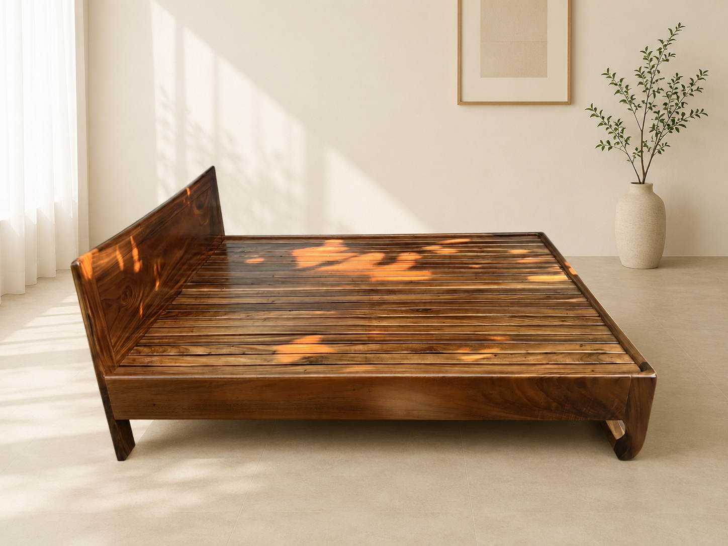  GIƯỜNG GỖ ME TÂY - D200xR160xC40 cm - 001 