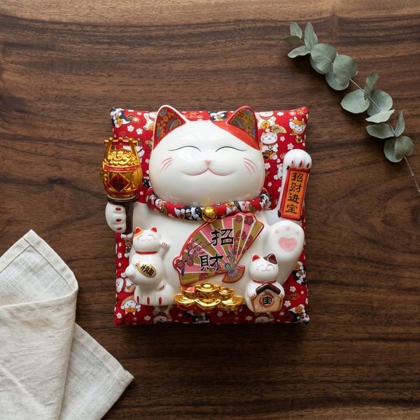  MÈO THẦN TÀI HŨ VÀNG 27CM 