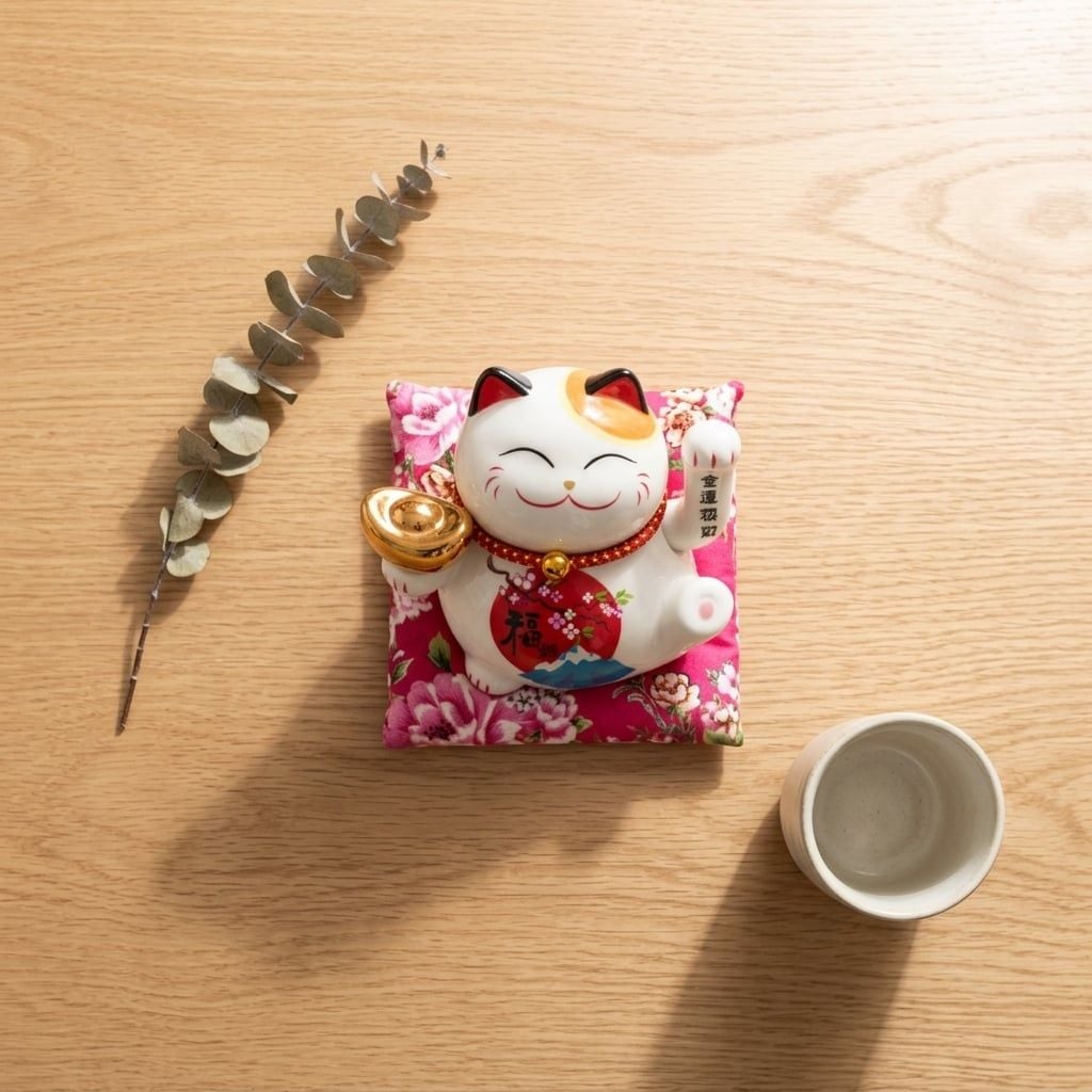  MÈO THẦN TÀI THỎI VÀNG 16CM 