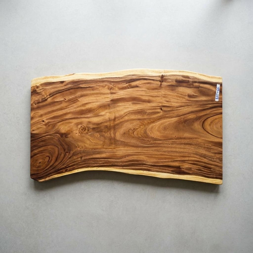  BÀN GỖ ME TÂY 121 x 68-65-70 x 5 cm 
