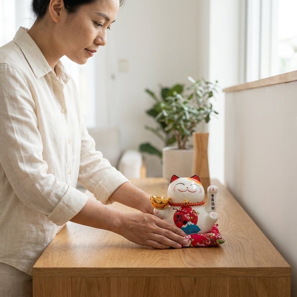  MÈO THẦN TÀI THỎI VÀNG 16CM 