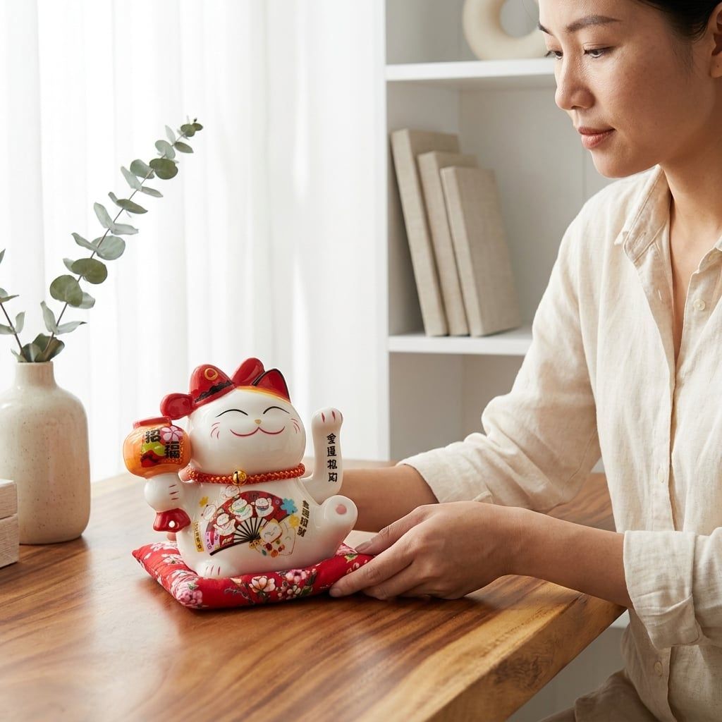  MÈO THẦN TÀI CẦM BÚA 16CM 