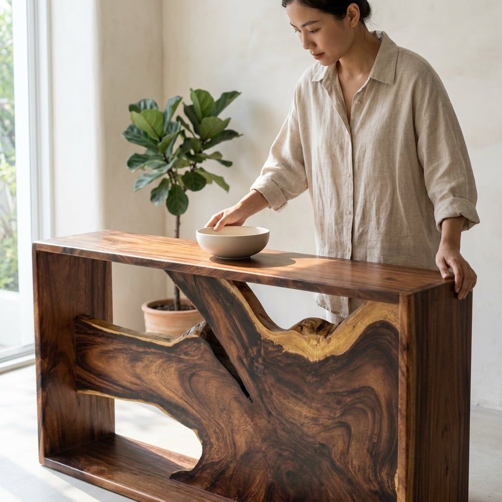  KỆ CONSOLE GỖ ME TÂY - N120 x R30 x C60 cm 