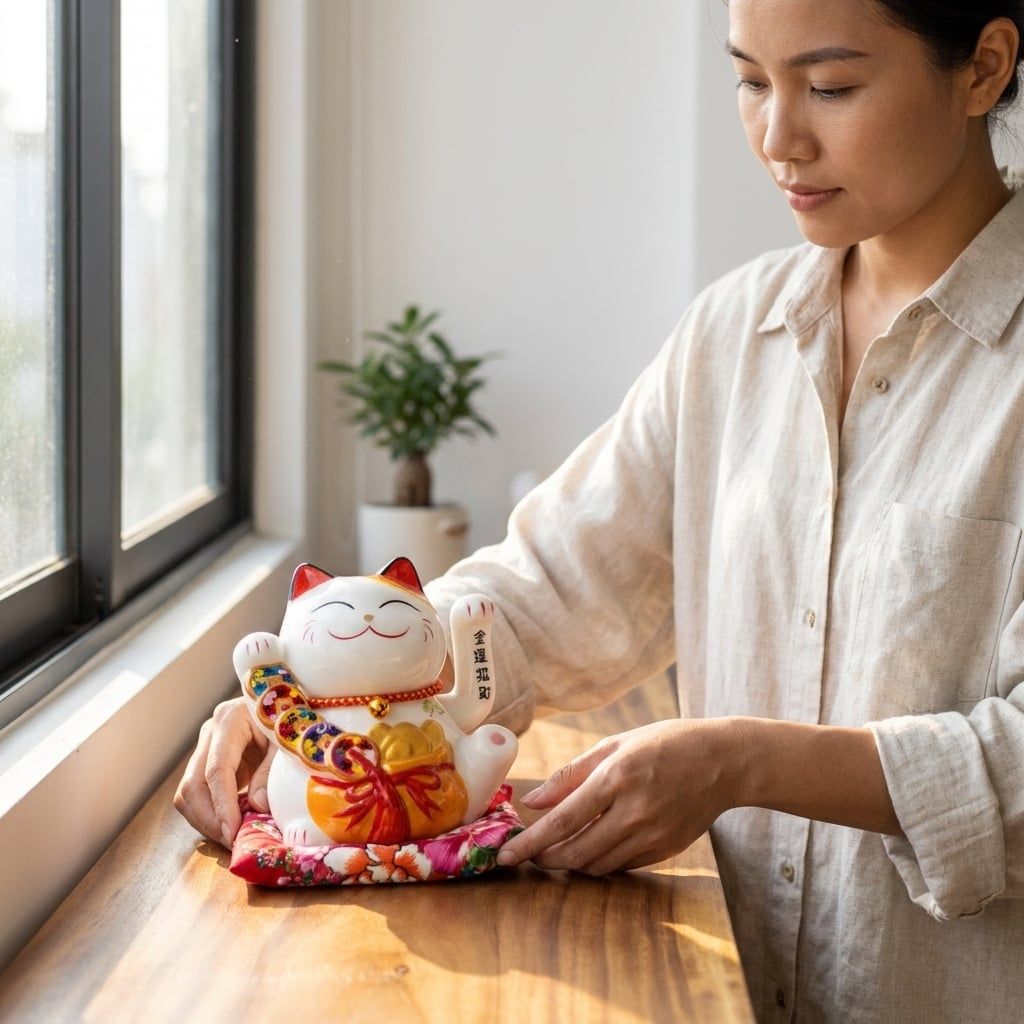  MÈO THẦN TÀI DÂY TIỀN 16CM 