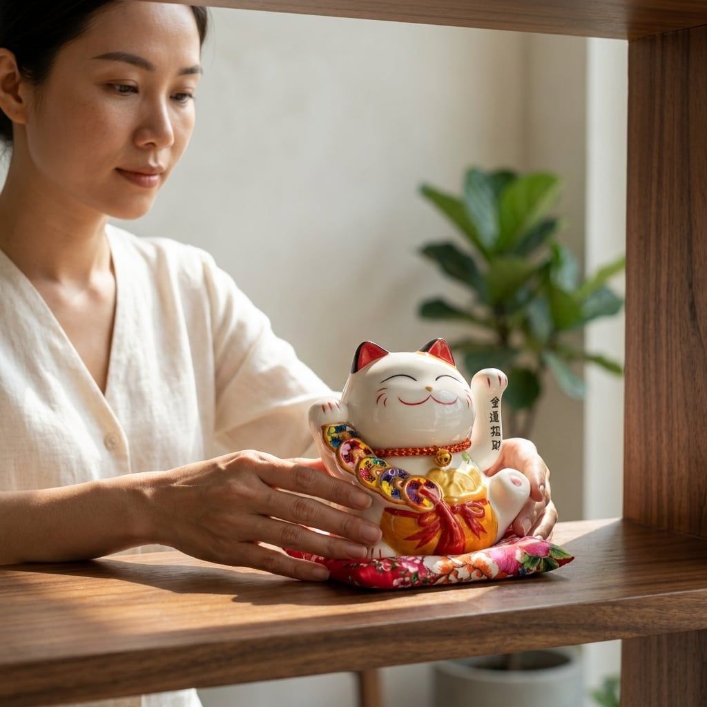  MÈO THẦN TÀI DÂY TIỀN 16CM 