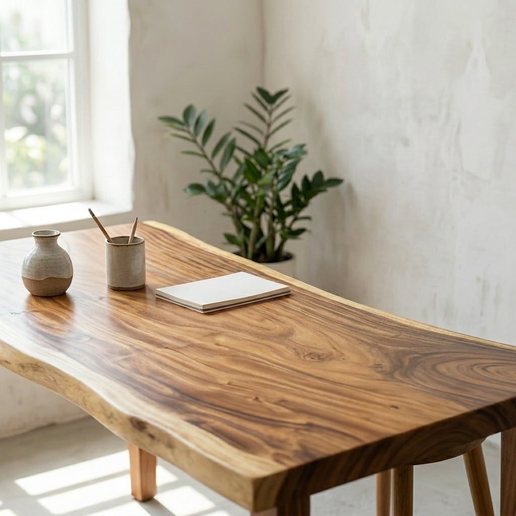  BÀN GỖ ME TÂY 121 x 68-65-70 x 5 cm 