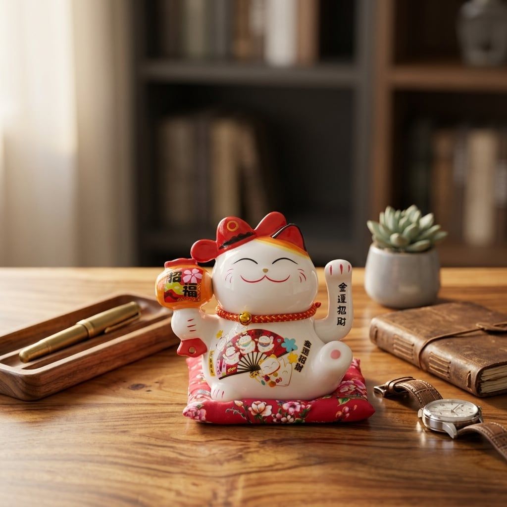  MÈO THẦN TÀI CẦM BÚA 16CM 
