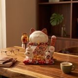  MÈO THẦN TÀI HŨ VÀNG 27CM 