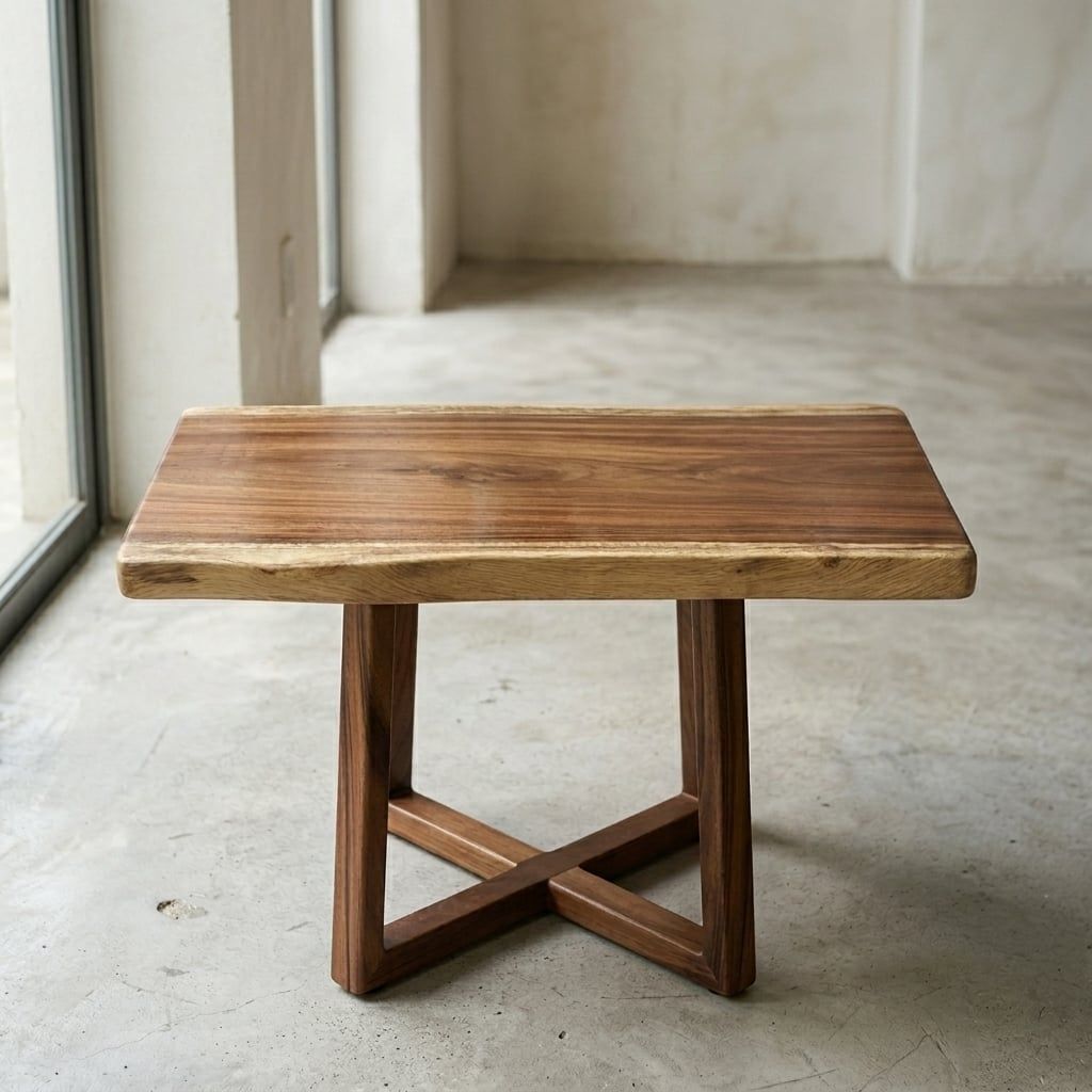  BÀN GỖ ME TÂY - N80 x R46-48 x D5 cm 