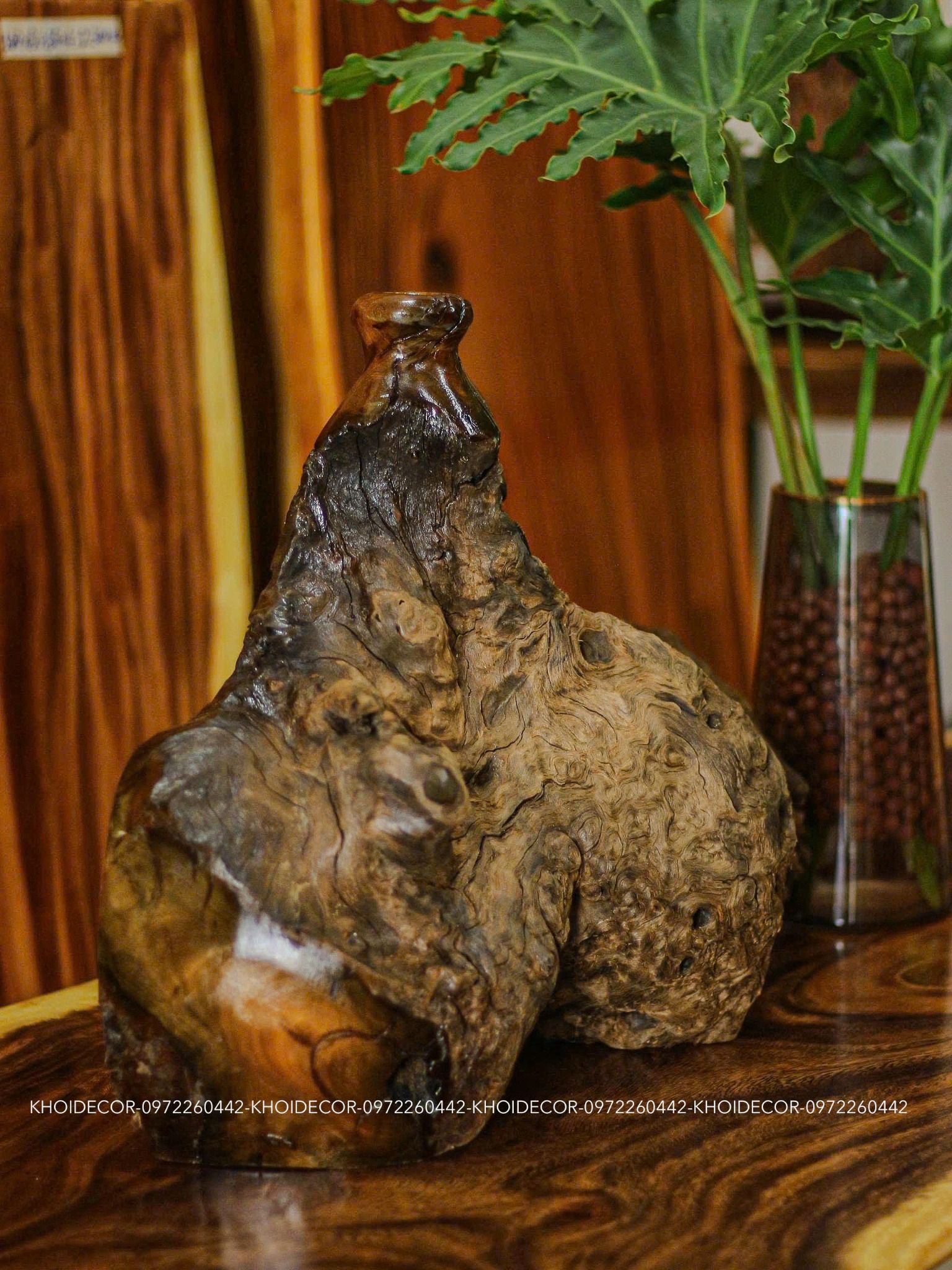  BÌNH GỖ LŨA SAO - N52 x C39 x S17 cm 