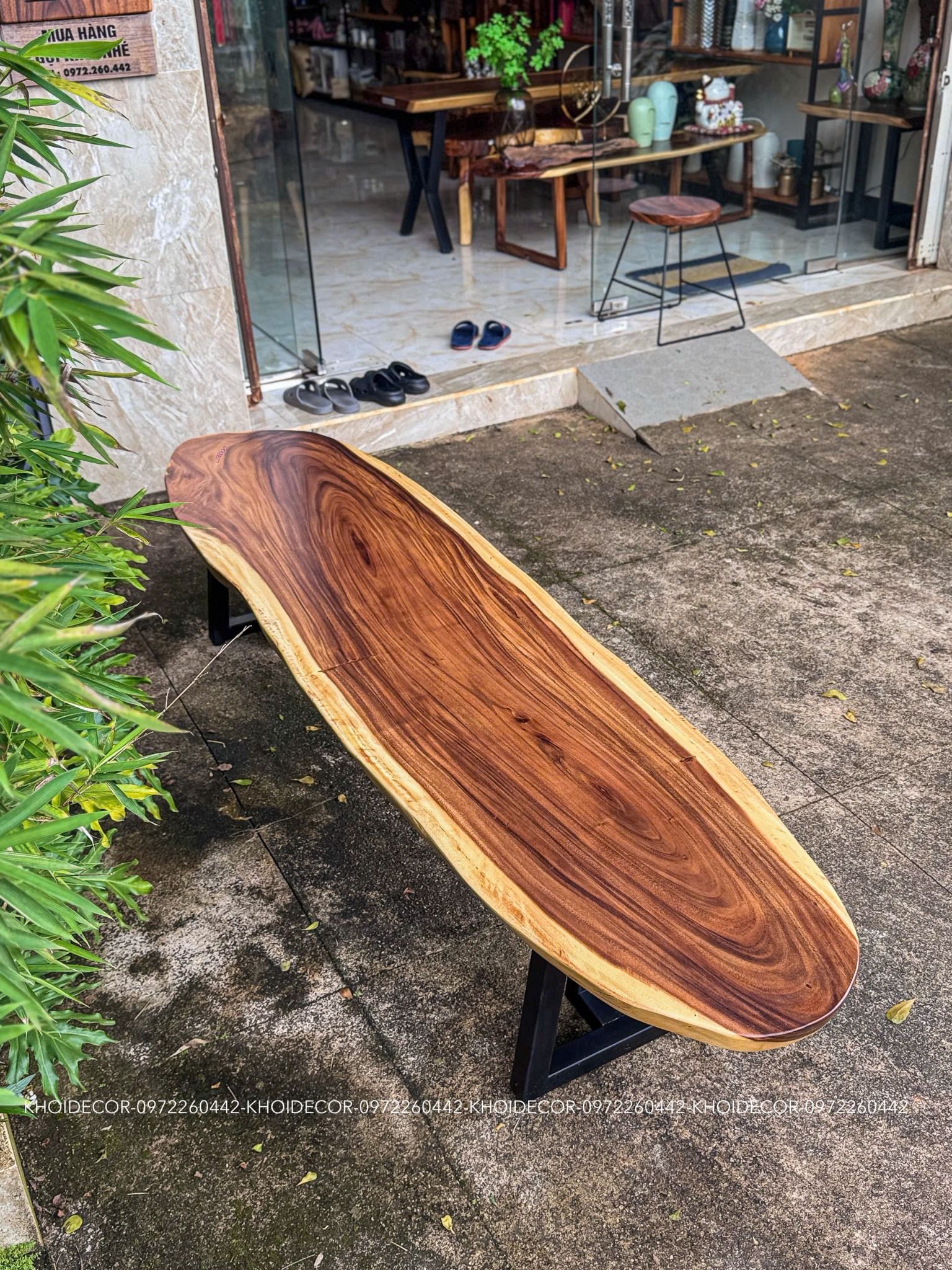  BÀN GỖ ME TÂY 228 x 54-56-50 x 5 cm 