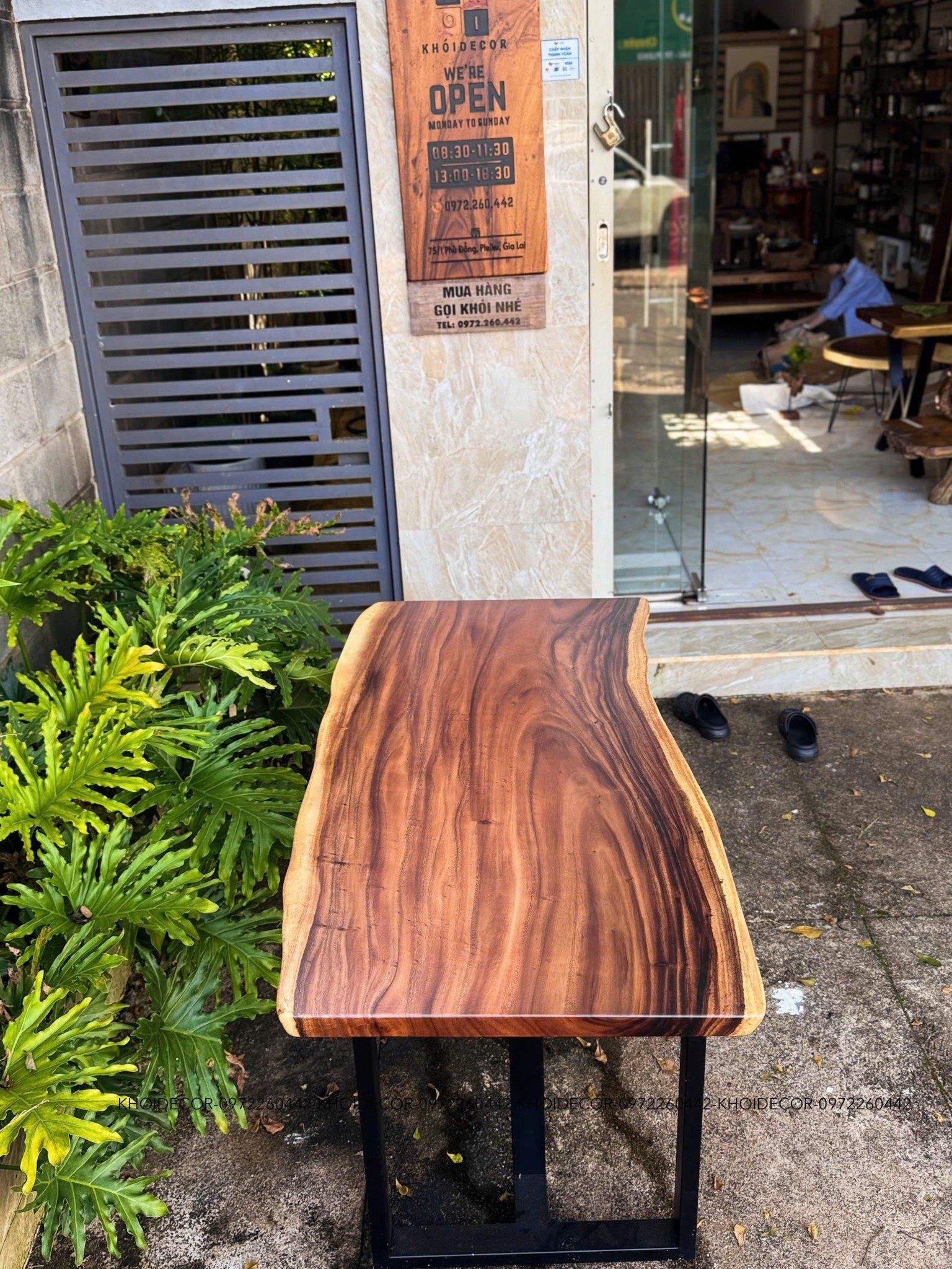  BÀN GỖ ME TÂY 140 x 70-66-69 x 4 cm 