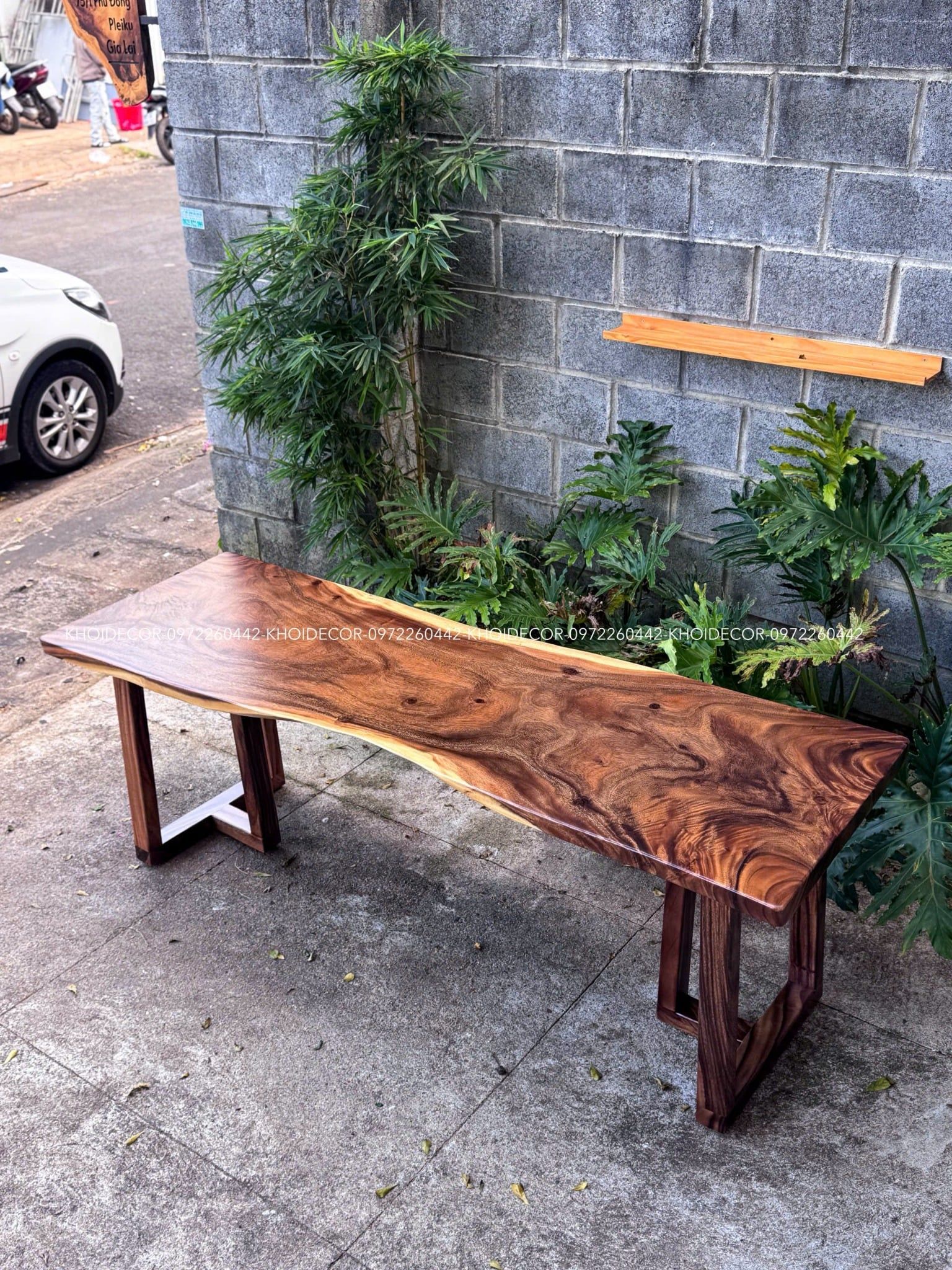  BÀN GỖ ME TÂY 200 x 58-66 x 5 cm 