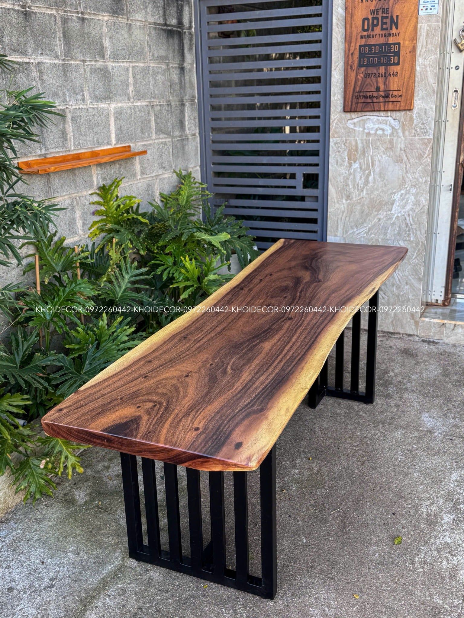  BÀN GỖ ME TÂY 220 x 62-70 x 5 cm 