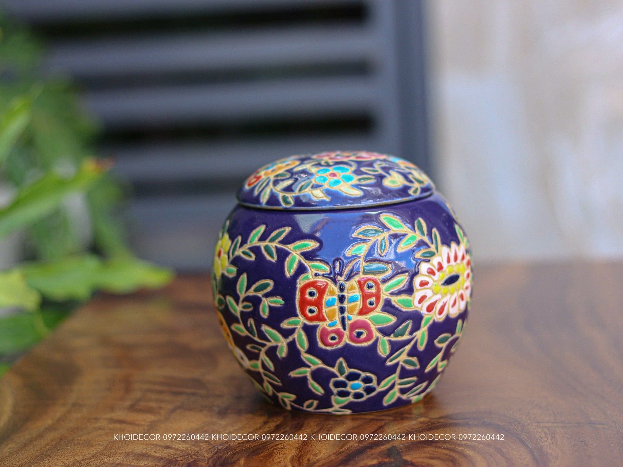  HŨ ĐỰNG MỨT DÂY LÁ GỐM BIÊN HÒA 