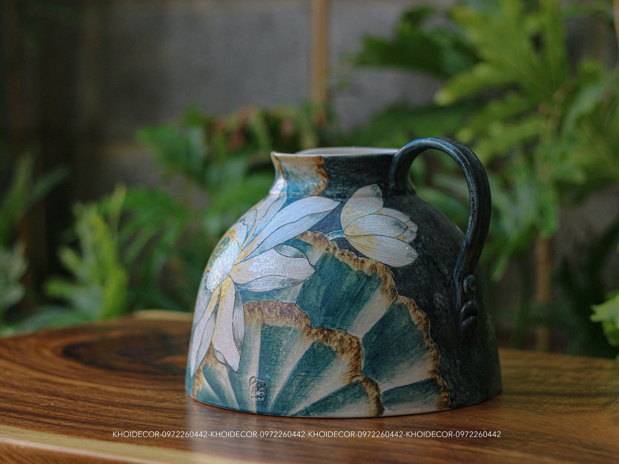  CA SỮA VẼ SEN VUỐT TAY – GỐM PHONG 