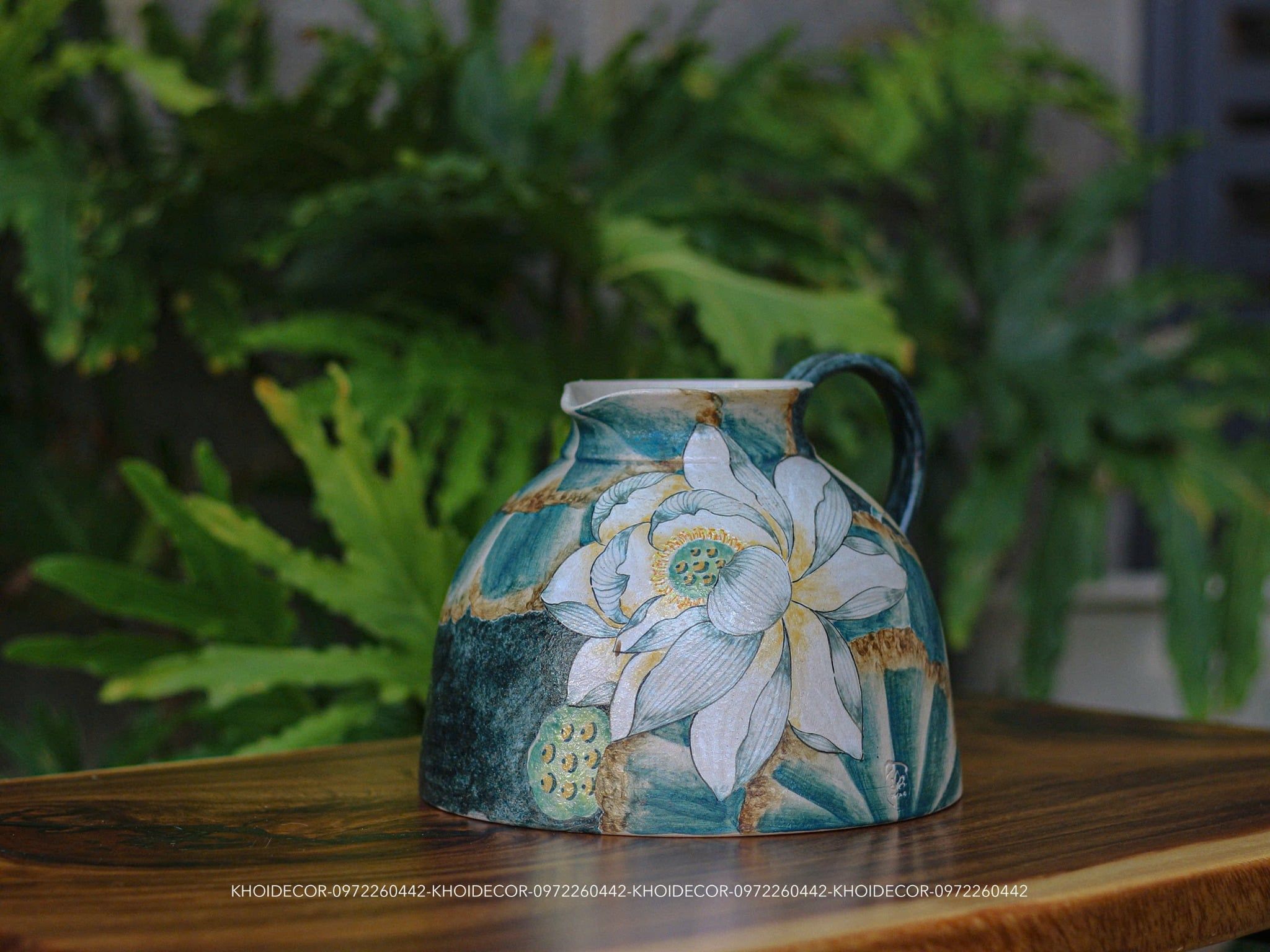  CA SỮA VẼ SEN VUỐT TAY – GỐM PHONG 