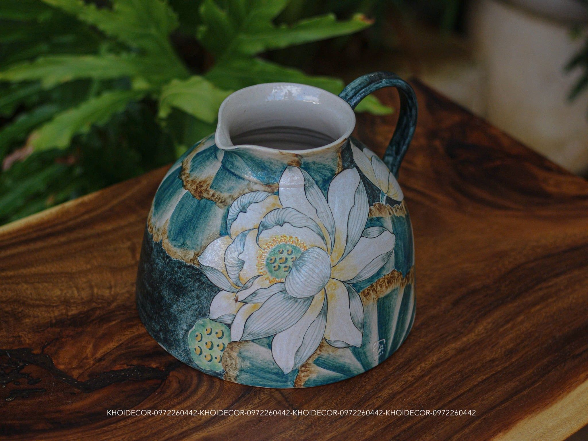  CA SỮA VẼ SEN VUỐT TAY – GỐM PHONG 