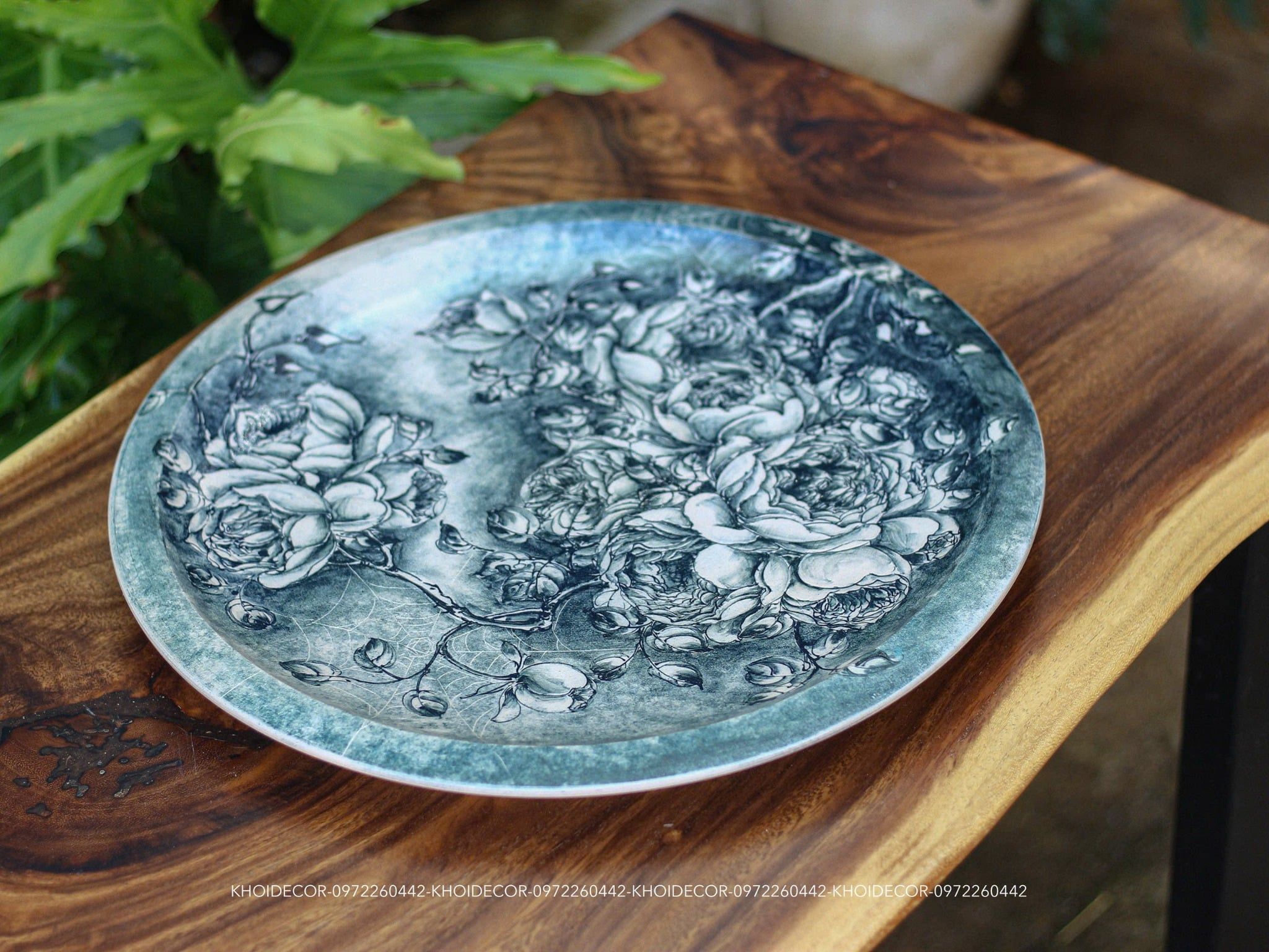  ĐĨA LAM VẼ TAY – GỐM PHONG 