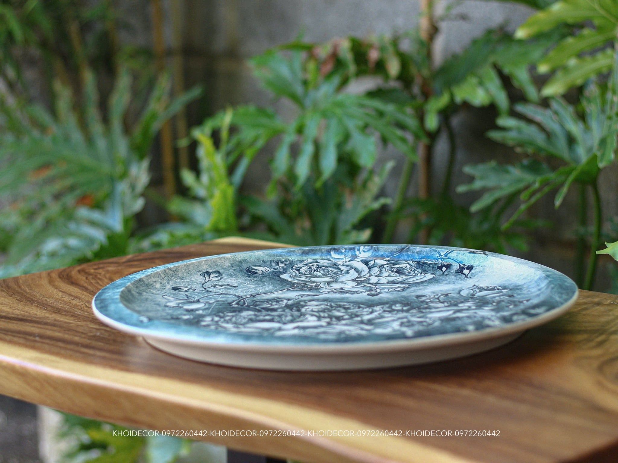  ĐĨA LAM VẼ TAY – GỐM PHONG 