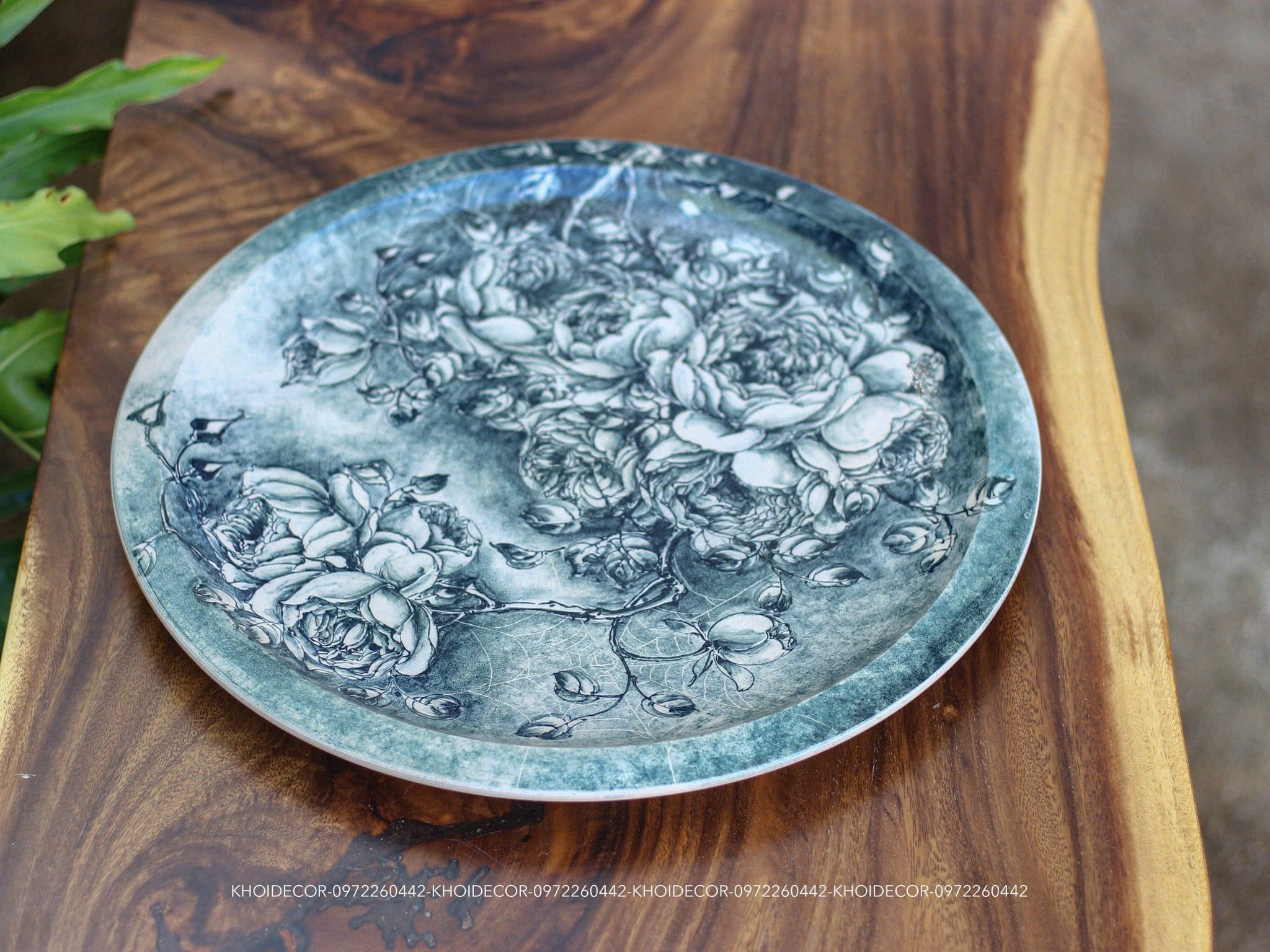  ĐĨA LAM VẼ TAY – GỐM PHONG 