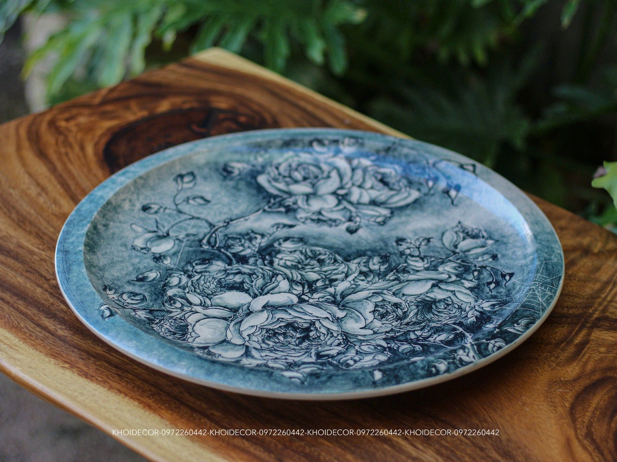  ĐĨA LAM VẼ TAY – GỐM PHONG 