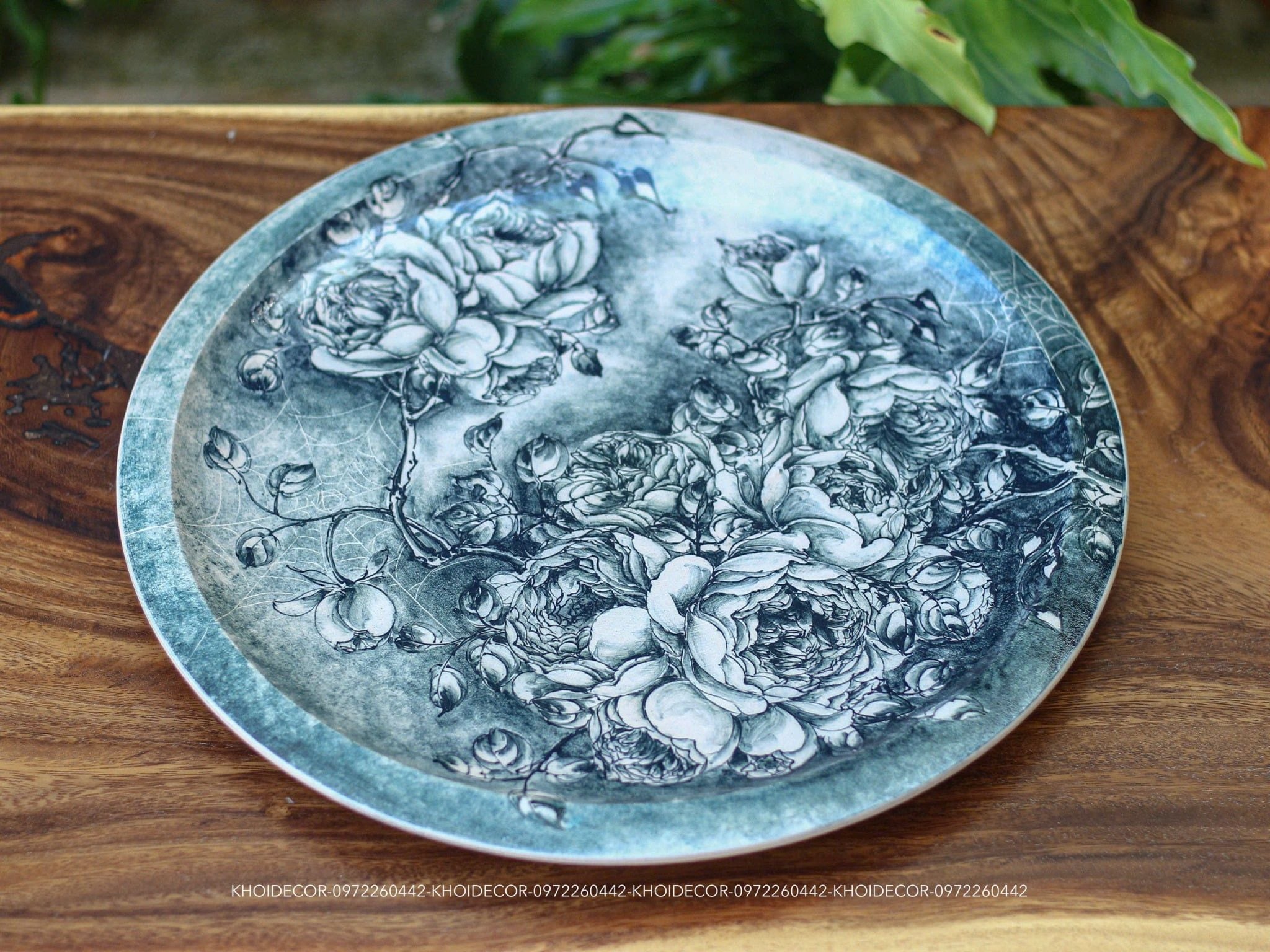  ĐĨA LAM VẼ TAY – GỐM PHONG 